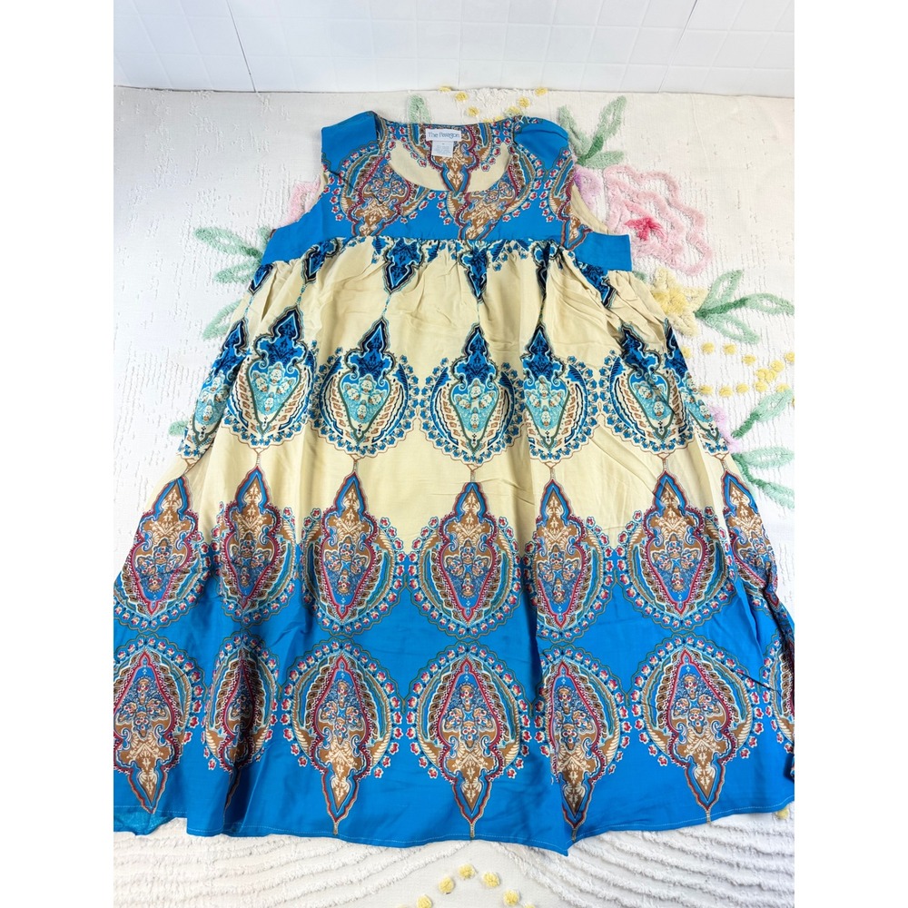 The Paragon Womens Blue Paisley Medallion Viscose Sleeveless Midi Dress Size M